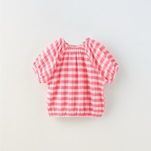 NWT Zara 2-3Y textured gingham shirt top